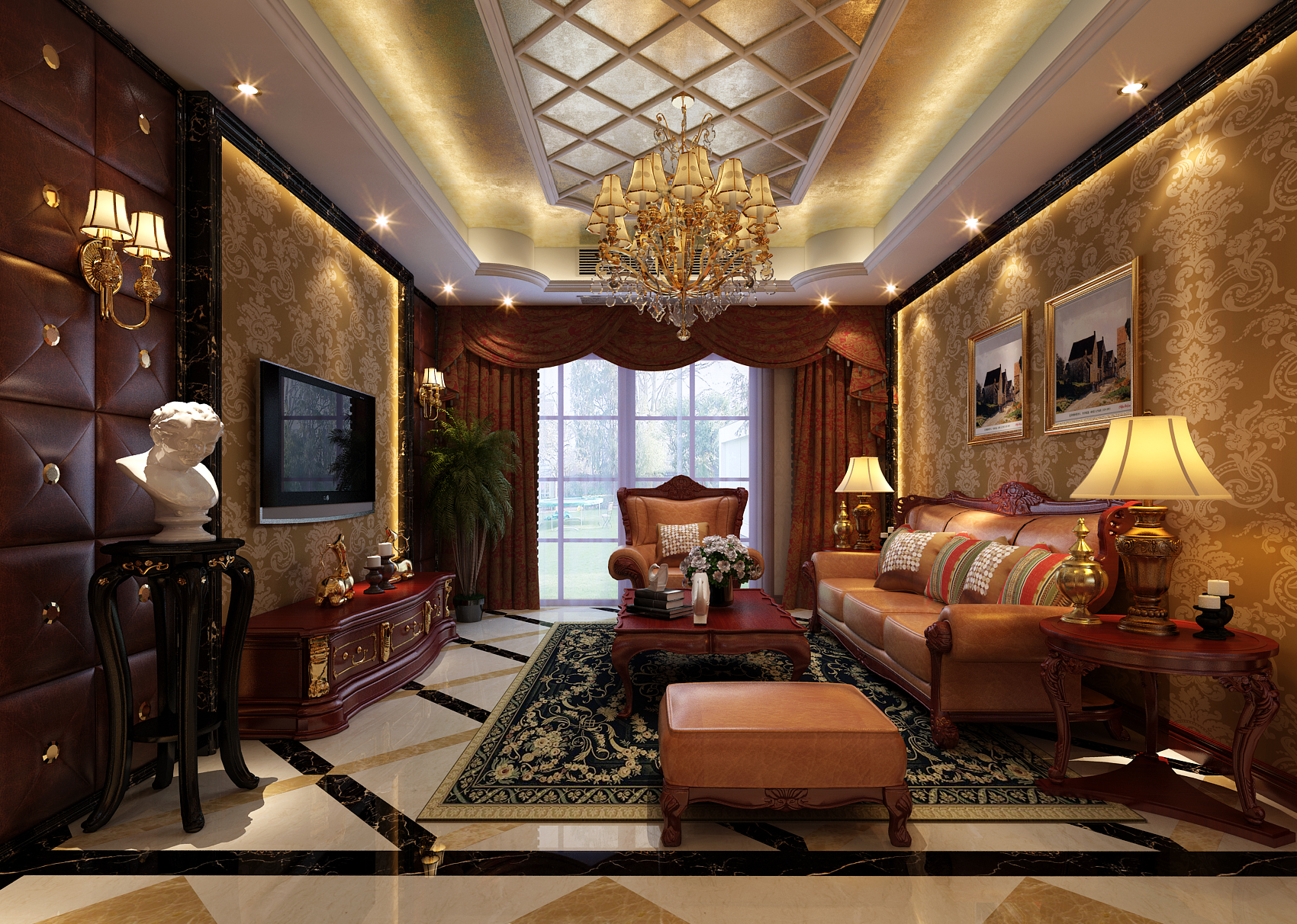 古典欧式 客厅图片来自武汉一号家居网装修在雍华府95平古典欧式2室2厅的分享