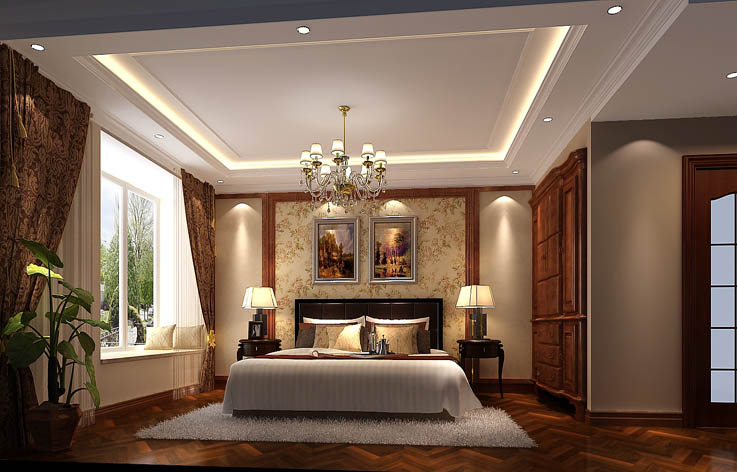 欧式 别墅 装修 设计 卧室图片来自张邯在高度国际-御翠尚府3的分享