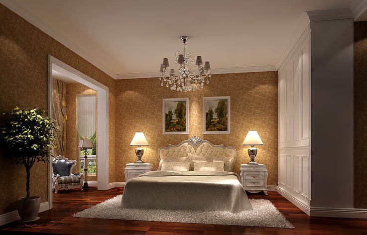 欧式 二居 装修 设计 卧室图片来自张邯在高度国际-鸿坤罗纳河谷的分享