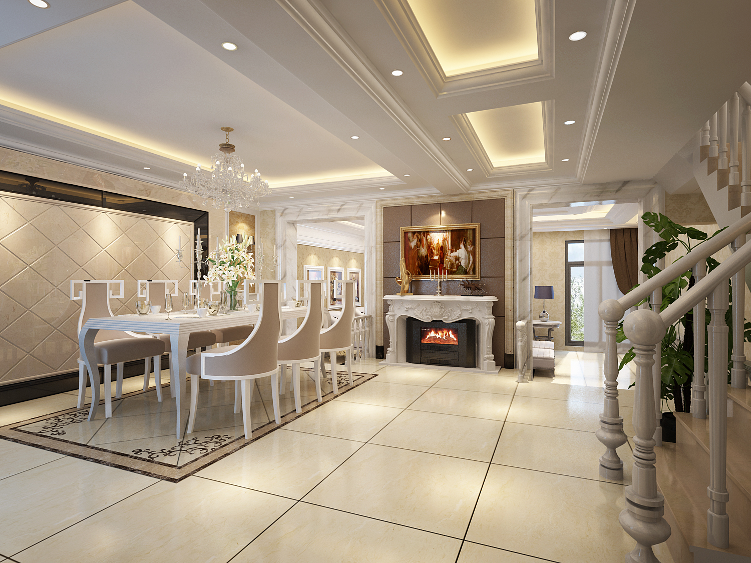 欧式 白领 别墅 收纳 80后 小资 餐厅图片来自天津实创装饰赵在28.6万打造262平米简欧风格的分享