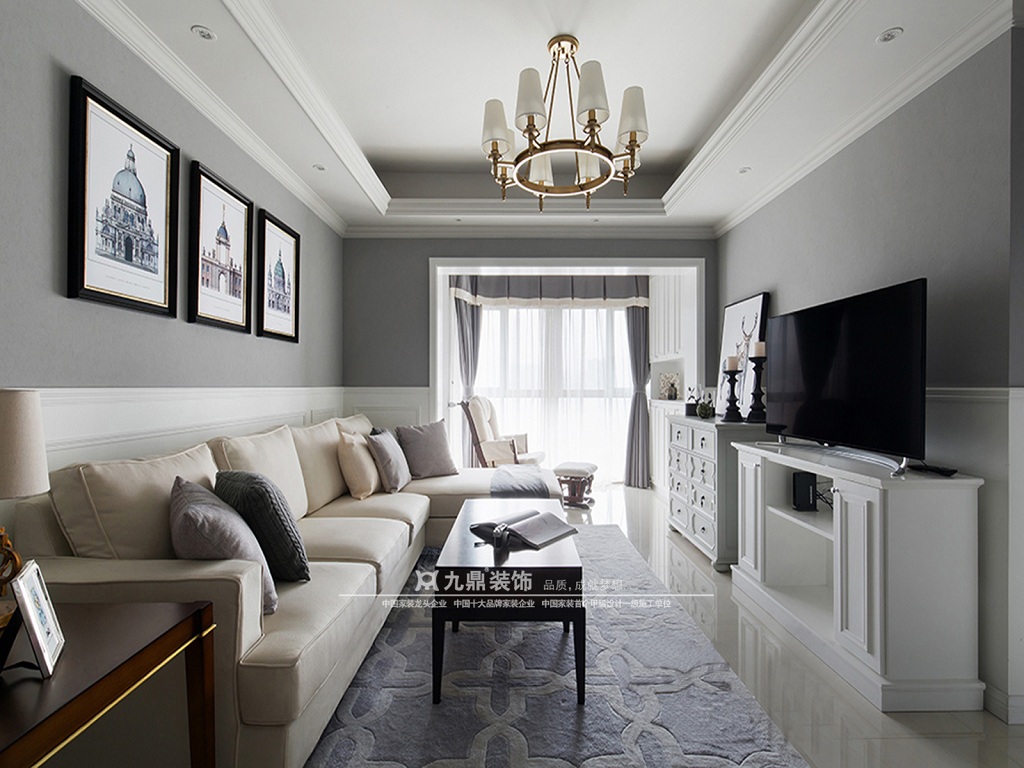 二居 现代美式 白领 客厅图片来自九鼎建筑装饰工程有限公司成都分在南城都汇85平美式风格温馨小居的分享