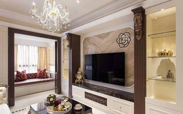 欧式 二居 客厅图片来自上海潮心装潢设计有限公司在113平欧式风格三室装修设计案例的分享