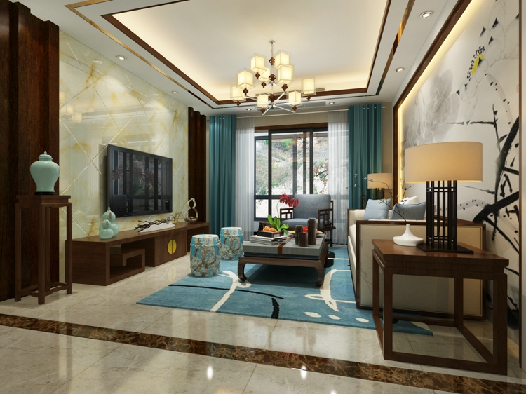 新中式 四室 客厅图片来自武汉一号家居网装修在广电兰亭时代127平新中式4室2厅的分享