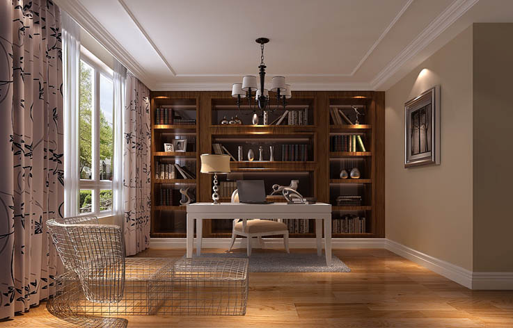 欧式 三居 室内设计 装修 白领 书房图片来自张邯在高度国际-润泽公馆4的分享