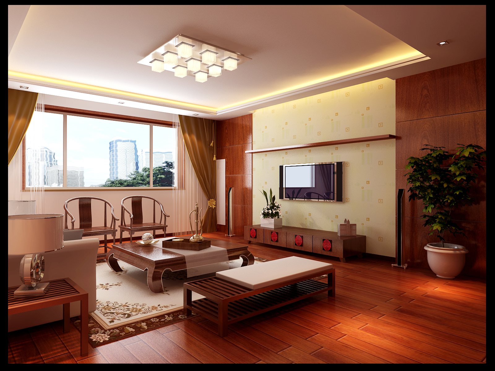 新中式 古朴优雅 客厅图片来自居然元洲装饰小杨在(紫竹桥广电部长楼)禅意东方的分享