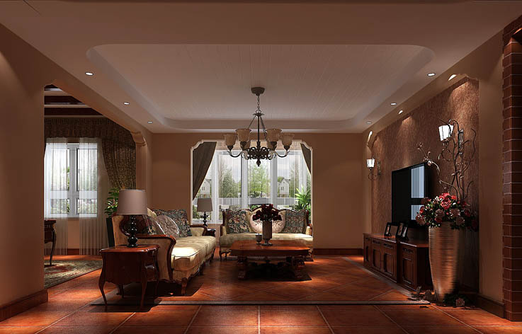 田园 别墅 室内设计 装修 客厅图片来自张邯在高度国际-金色漫香苑6的分享
