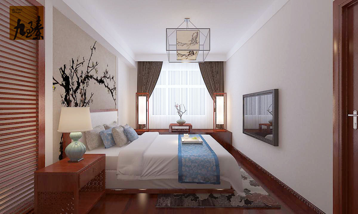 中式 卧室图片来自阿布的小茅屋15034052435在四居室新中式装修--181平米的分享