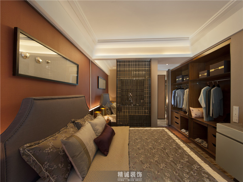 新中式 二居 80后 卧室图片来自北京精诚兴业装饰公司在水墨林溪两居室新中式风格的分享