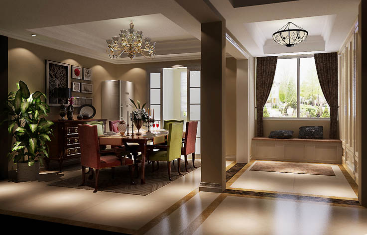 简约美式 三居 装修 室内设计 别墅 餐厅图片来自张邯在高度国际-润泽公馆5的分享
