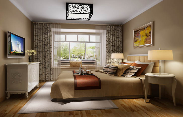 简约美式 三居 装修 室内设计 别墅 卧室图片来自张邯在高度国际-润泽公馆5的分享