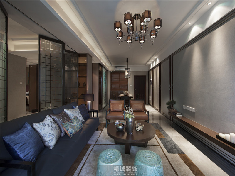 新中式 二居 80后 客厅图片来自北京精诚兴业装饰公司在水墨林溪两居室新中式风格的分享