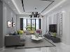 客厅
灰色空间带来冷静又机械化的未来感，包括家居软装的选择，也是一些后现代风格的作品。电视背景墙用黑白两色，与空间色调相统一，整洁利落。