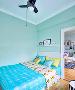 ▲ 儿童房选用了更亮丽一点的蓝绿色墙面漆