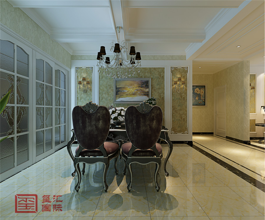 欧式 三室 玺汇国际 东胜紫御府 餐厅图片来自河北玺汇国际装饰公司在古典清新179平欧式三室的分享