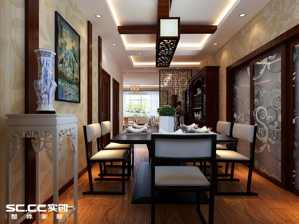 四居 中式 餐厅图片来自哈尔滨实创装饰阿娇在省公务员小区220平简中式四居室的分享