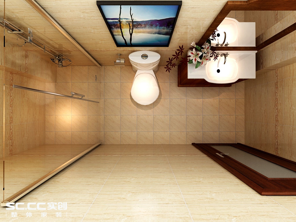 四居 中式 卫生间图片来自哈尔滨实创装饰阿娇在省公务员小区220平简中式四居室的分享