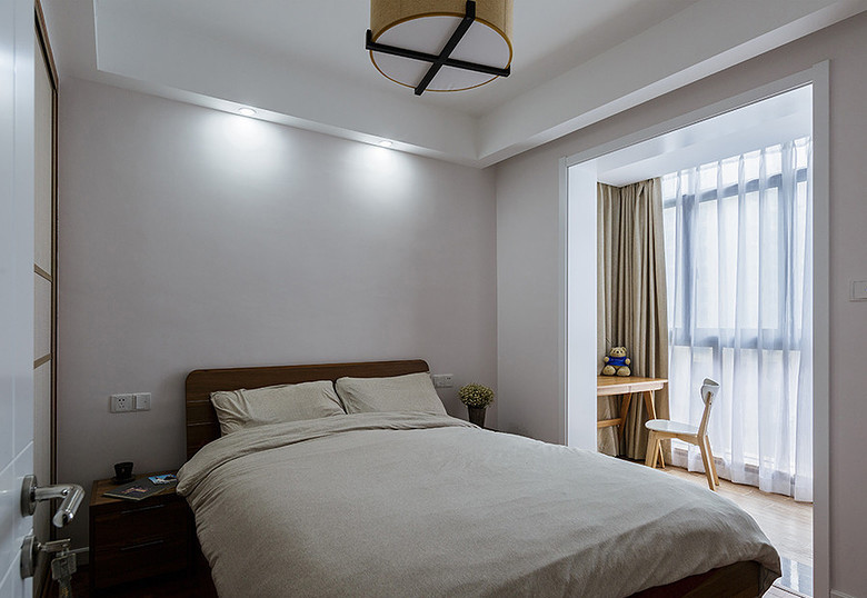 简约 三居 卧室图片来自一道伍禾装饰在领秀慧谷原木清新风设计的分享