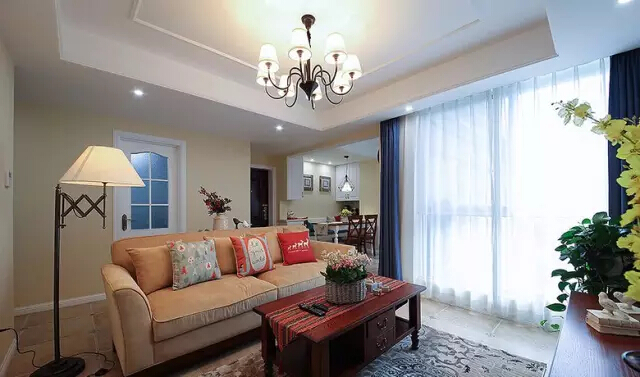 美式 二居 客厅图片来自实创装饰上海公司在沙发不靠墙妥妥搞定奇葩户型的分享