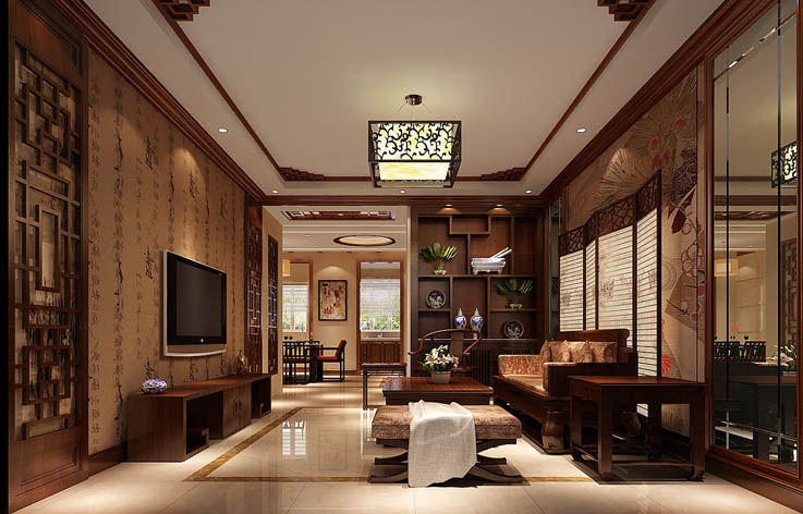 中式 三居 室内设计 家装 别墅装修 客厅图片来自张邯在高度国际-山语城3的分享
