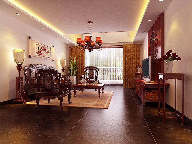 客厅图片来自北京居然元洲装饰小尼在珠江帝景复式结构中式风格的分享