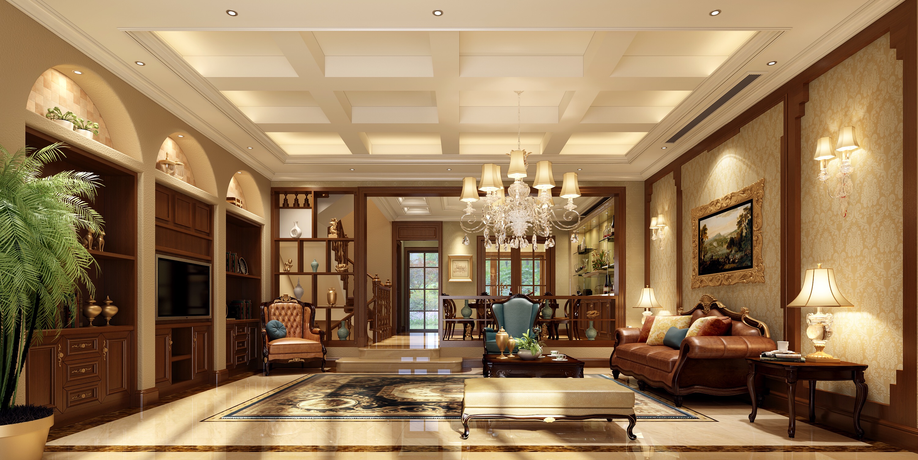 别墅 美式风格 唯美 客厅图片来自半城烟沙5949758236在万科渝园—美式风格的分享