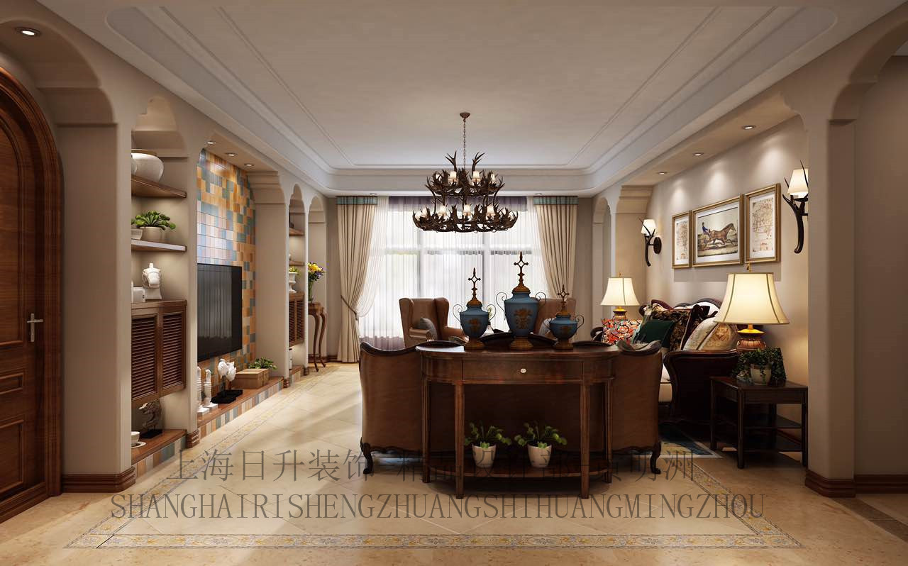 美式风格 客厅图片来自装修设计芳芳在日升装饰—莱安逸珲280㎡美式的分享