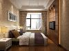 卧室电视墙采用木板与壁纸组合搭配的方式，还有窗帘等软装的配合，使整个空间充满了幸福与温馨。