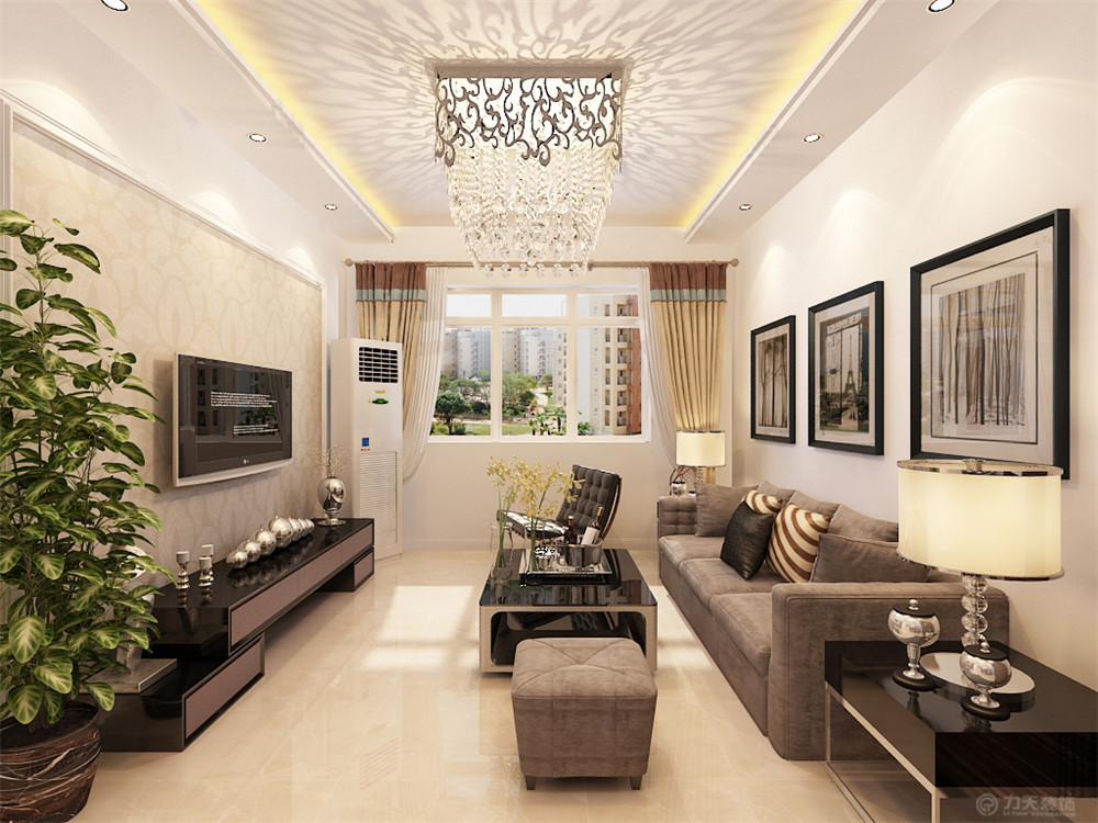 客厅图片来自阳光力天装饰在现代简约  萦东温泉公寓  98㎡的分享