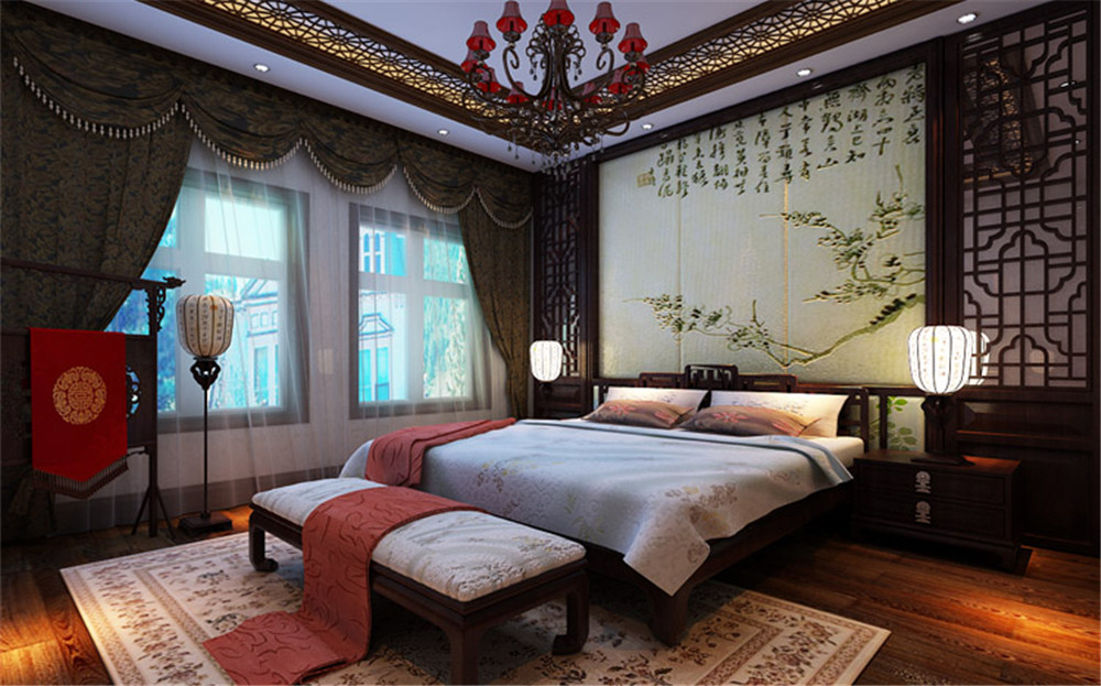 天津梵客 新中式 三居室 卧室图片来自天津梵客家装Q在天津梵客家装180平三居室新中式的分享