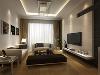 客厅主要以暖色调为主，简单的电视墙平板造型，使整个空间简约而又大气。