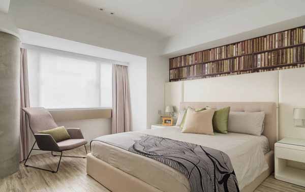 简约 三居 卧室图片来自上海潮心装潢设计有限公司在丹桂南苑118平简约风格三居装修的分享