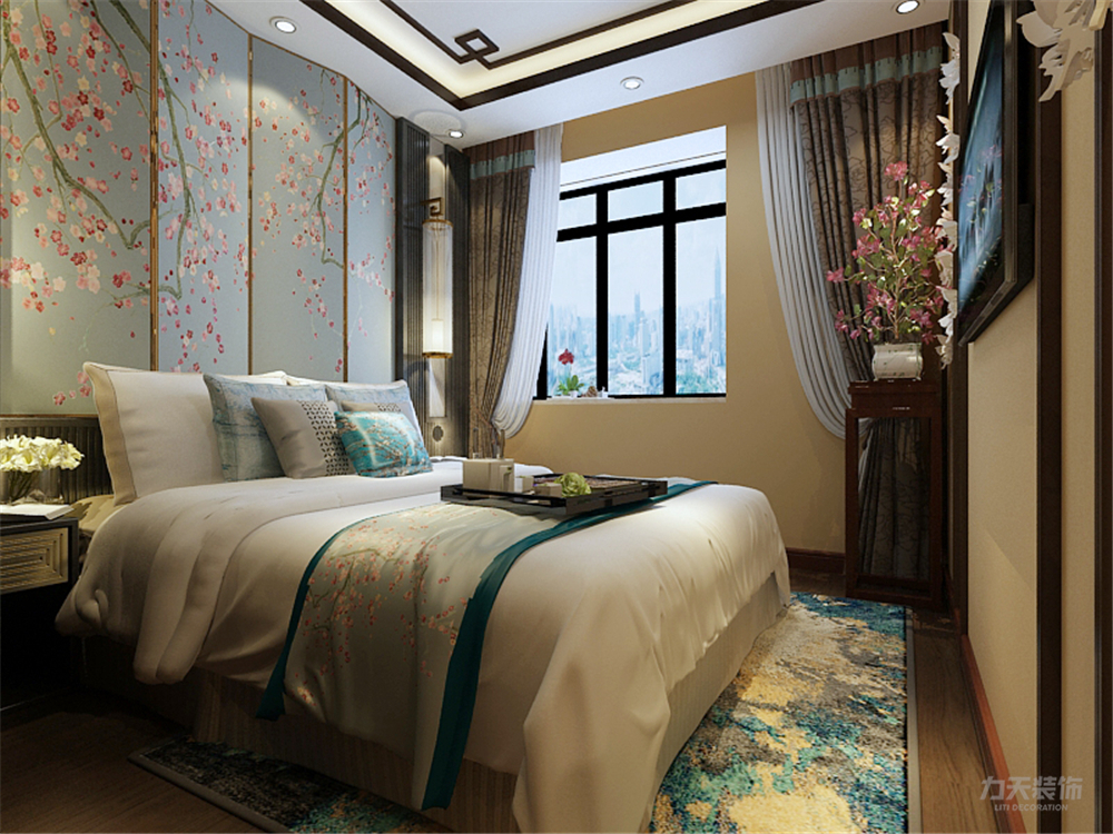 三居 白领 80后 小资 中式 卧室图片来自阳光力天装饰在力天装饰-华侨城 137㎡的分享