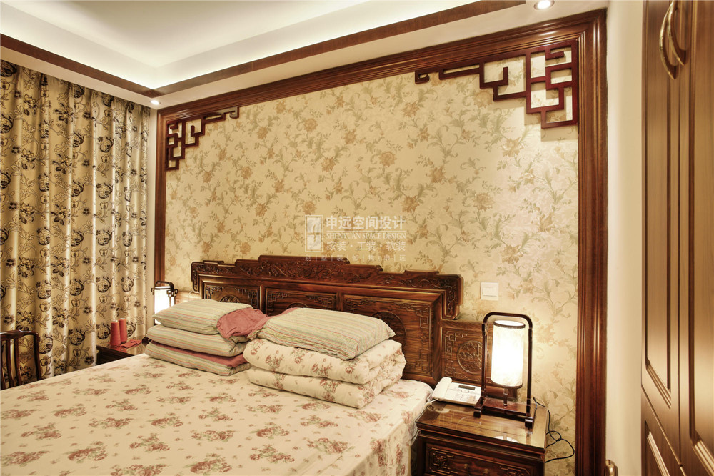 中环国际 三居 中式 申远 装修 设计 白领 卧室图片来自申远-小申在中环国际 127平  中式风的分享