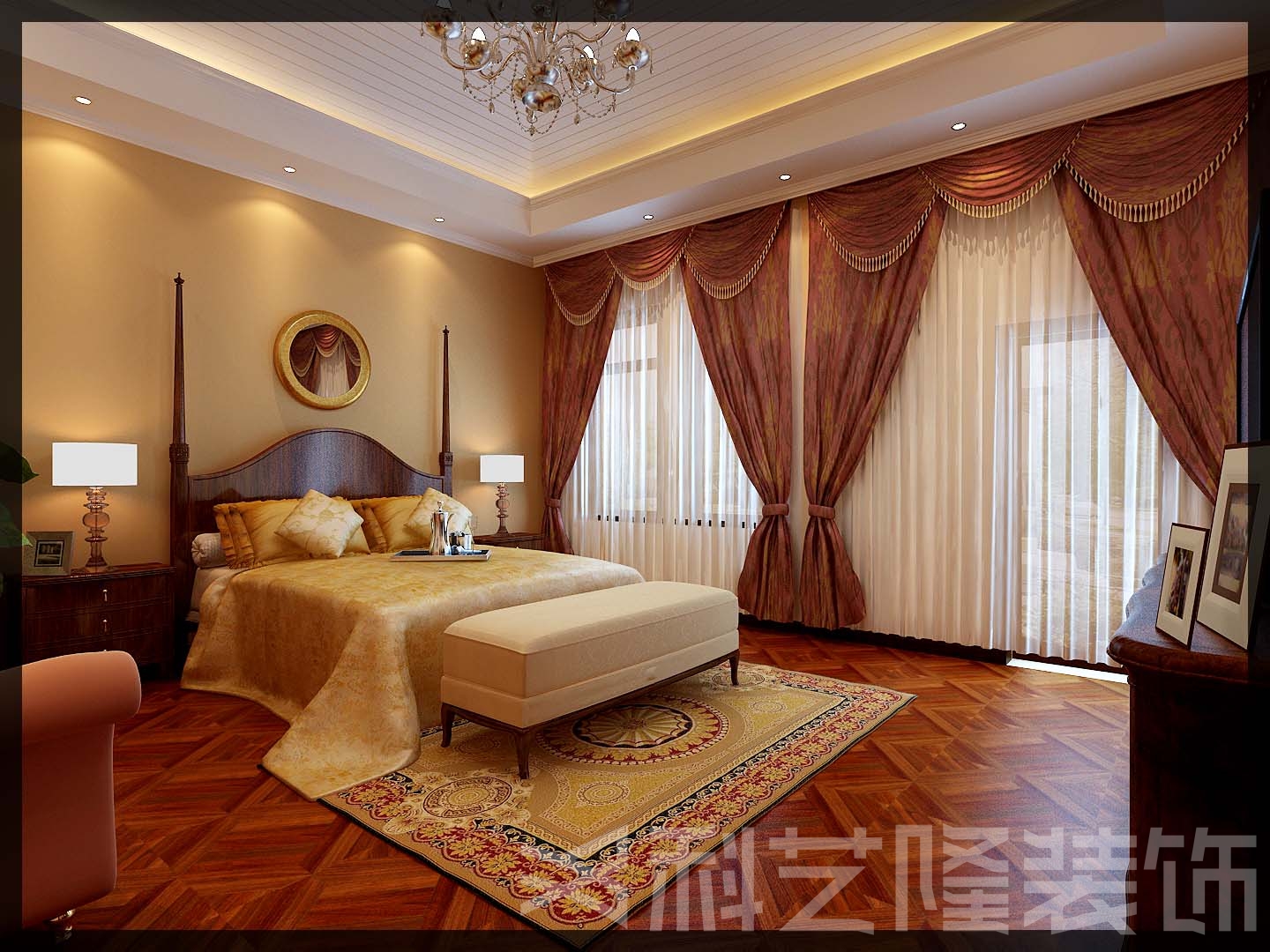 卧室图片来自天津科艺隆装饰在红磡领事郡别墅—400㎡的分享