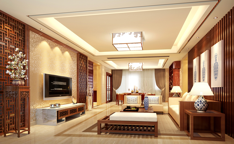 客厅图片来自半城烟沙5949758236在万科悦湾——中式风格的分享