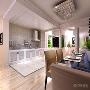 厨房采用白色钢琴烤漆的材质。在厨房的位置还设有一个吧台，方便做饭。给人现代感，整洁和舒适。