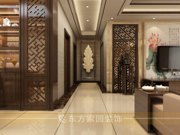三居 收纳 中式 美观实用图片来自青岛东方家园装饰小王在山大教职公寓130平装修设计图的分享