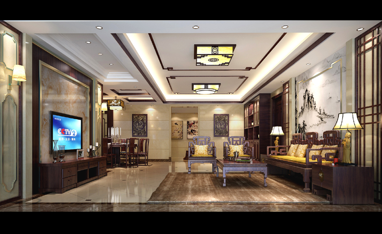 客厅图片来自半城烟沙5949758236在恒大华府——中式风格的分享