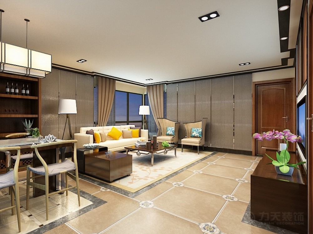客厅图片来自阳光力天装饰在新中式风格  大悦城  90㎡的分享