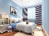 儿童卧室则以梦幻蓝为主题，墙面刷蓝色乳胶漆，再用蓝色配饰进行呼应，使得整个儿童卧室显得十分梦幻。整个居室通过色彩、材质和灯光的搭配来创造美感，给客户营造舒适的居住感受。