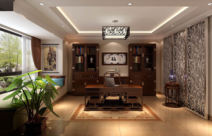 欧式 三居 家装 室内设计 书房图片来自张邯在高度国际-御翠尚府 9的分享