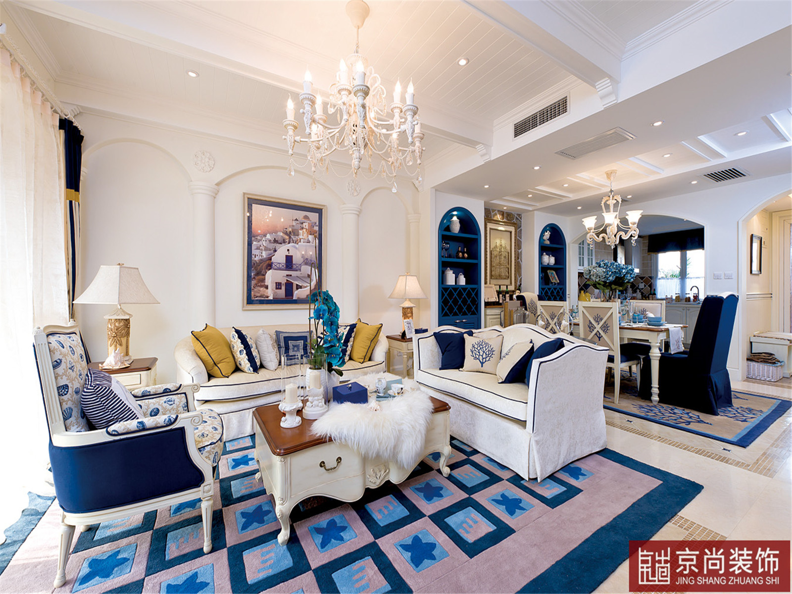 别墅 地中海 客厅图片来自天津京尚装饰在正嵘润璟湾+地中海风格的分享