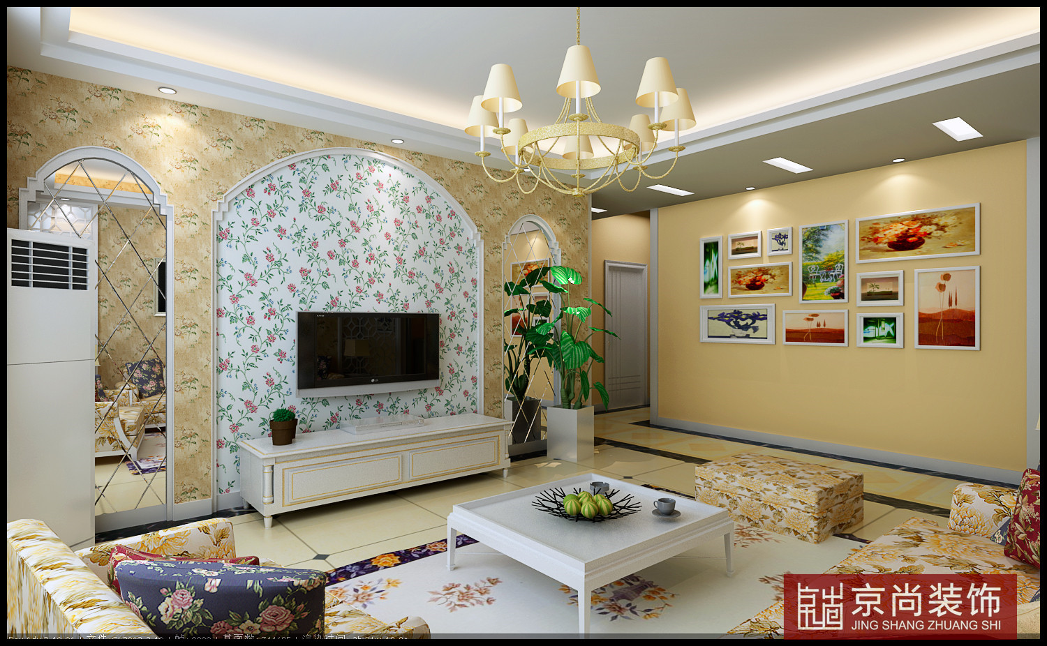 田园 三居 客厅图片来自天津京尚装饰在保利海棠湾+田园风格的分享