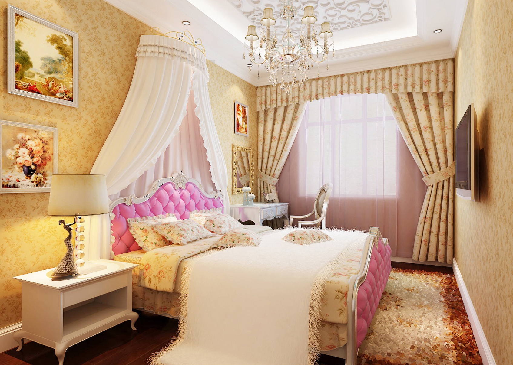 四居 简欧风格 欧式 卧室图片来自居然元洲装饰小杨在160平简欧风格案例赏析的分享