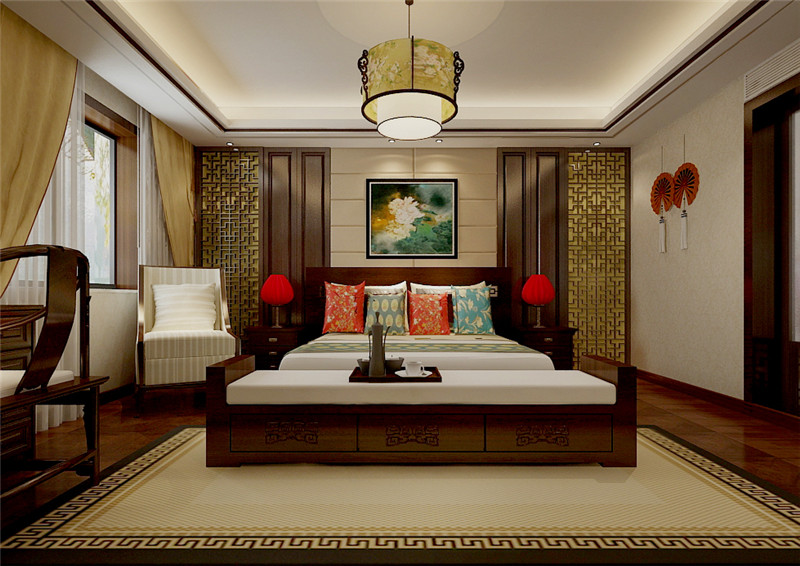 中式 平层 五居 大户型 卧室 卧室图片来自轻舟装饰-90后的华仔在二炮大院-300平米-中式风格的分享