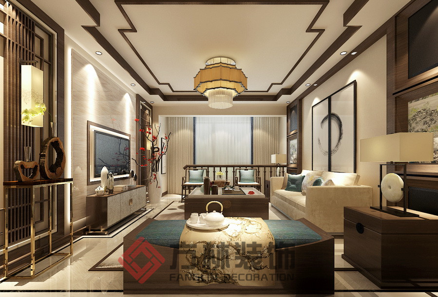 中式 新中式 白领 80后 小资 收纳 客厅图片来自方林装饰在中海城提香140平中式风格的分享