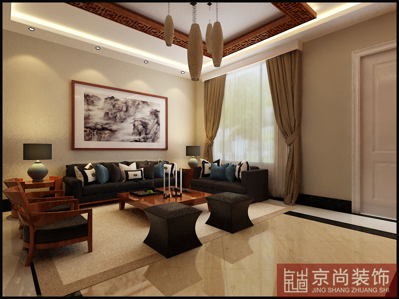 中式 小资 白领 客厅图片来自天津京尚装饰在花样年华郡 中式风格的分享