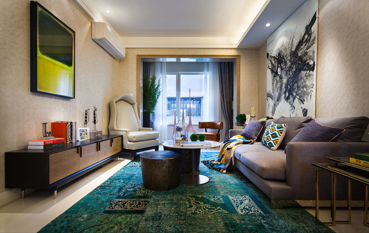 简约 现代 公寓 客厅图片来自张勇高级室内设计师在丽景长安现代简约设计案例效果的分享