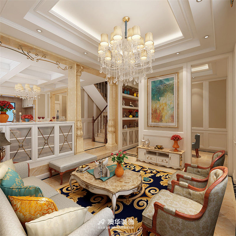 欧式 新古典 别墅 法式 客厅图片来自澳华装饰有限公司在中国院子 · 法式新古典情怀的分享