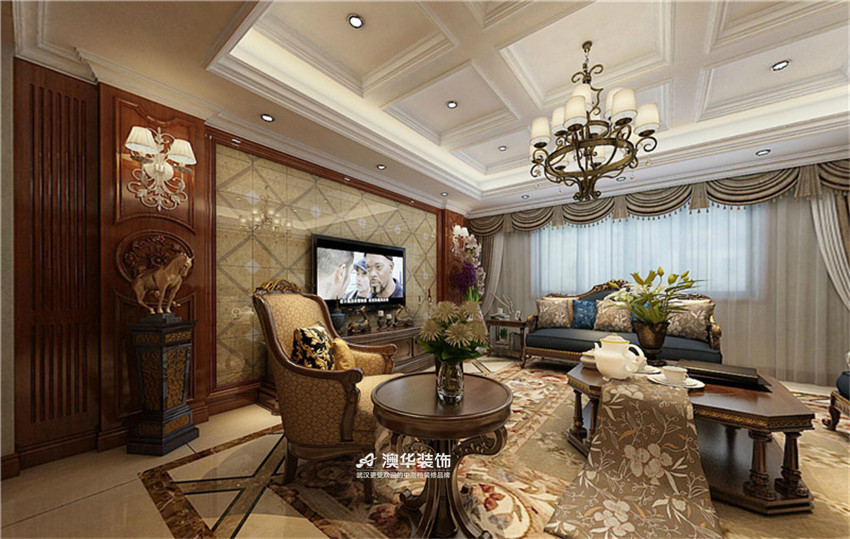 美式 混搭 复式 客厅图片来自澳华装饰有限公司在福星惠誉东澜岸 · 美式奢华乐章的分享